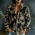 thumbnail image 2 of Mens Vintage Floral Lapel Long Sleeve Shirt, Soft Button Down Blouse, Retro Street Travel Casual Men Shirt, 2 of 5