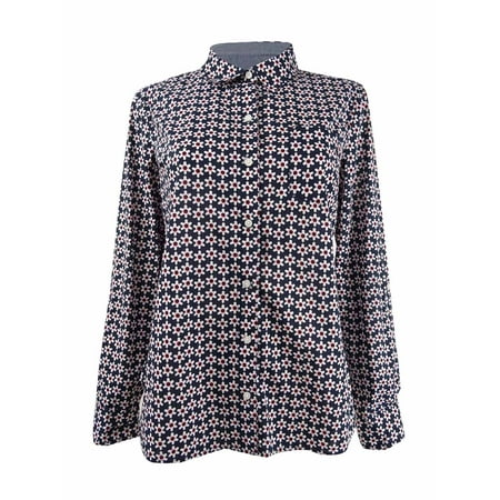 Tommy Hilfiger Women's Cotton Daisy-Print Blouse (S, Sky Captain Multi)