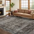 thumbnail image 4 of Haperlare 4x6 Vintage Printed Area Rugs Washable Accent Rugs, Non Slip Stain-Resistant Oriental Floor Carpet Farmhouse Low Pile Rugs for Living Room Bedroom Office, Brown, 4 of 8