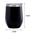 thumbnail image 2 of Nmdmisc 12oz Wine Tumbler with Lid Stemless Wine Glasses Double Wall Vacuum Travel Mugs stainless steel Coffee Cup for Cold & Hot Drinks Wine Coffee Cocktails Beer, Black, 2 of 7