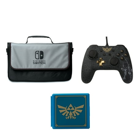 PowerA 1501404-01 Everywhere Messenger Bag, 1502667-01 Card Game Case & 1503256-01 Wired Controller For Nintendo Switch (legend Of Zelda: Breath Of The Wild)