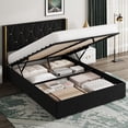 thumbnail image 1 of Twister.CK Full Storage Bed with Upholstered Wingback Headboard, Hydraulic Bed Frame, Strong Wood Slats, No Box Spring Needed, Easy Assembly, Black, 1 of 9