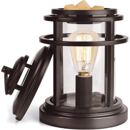 Electric Wax Warmer - Metal Wax Melt Warmer for Scented Wax,Candle Wax Burner Fragrance Warmer and 2 Edison Bulbs, Wax Melt Melter for Home Decor Office,Birthday Gifts for Women