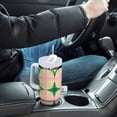 thumbnail image 4 of Yayeee 40oz Stainless Steel Tumbler with Straw and Handle Double-Wall Insulated Travel Water Bottle, Green Symmetrical Stars, 4 of 8