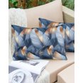 thumbnail image 4 of Waterproof Outdoor Throw Pillows with Inserts 12"x20", Navy Blue Ombre Feather Soft Decorative Pillowcases for Couch Bedroom, Modern Art Leaves Pillow Covers for Sofa Living Room, 4 of 8