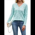 thumbnail image 1 of Blusas de Punto Gofre para Mujer, Camisas de Larga con Cuello en V, Blusas Casuales Elegantes, Conjuntos de Otoño 2025 Verde L, 1 of 9