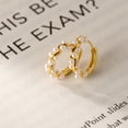 thumbnail image 3 of Gold Faux Pearls Twist Tiny Hoop Earrings 925 Sterling Silver for Women Cartilage Huggie Hoops, 3 of 5