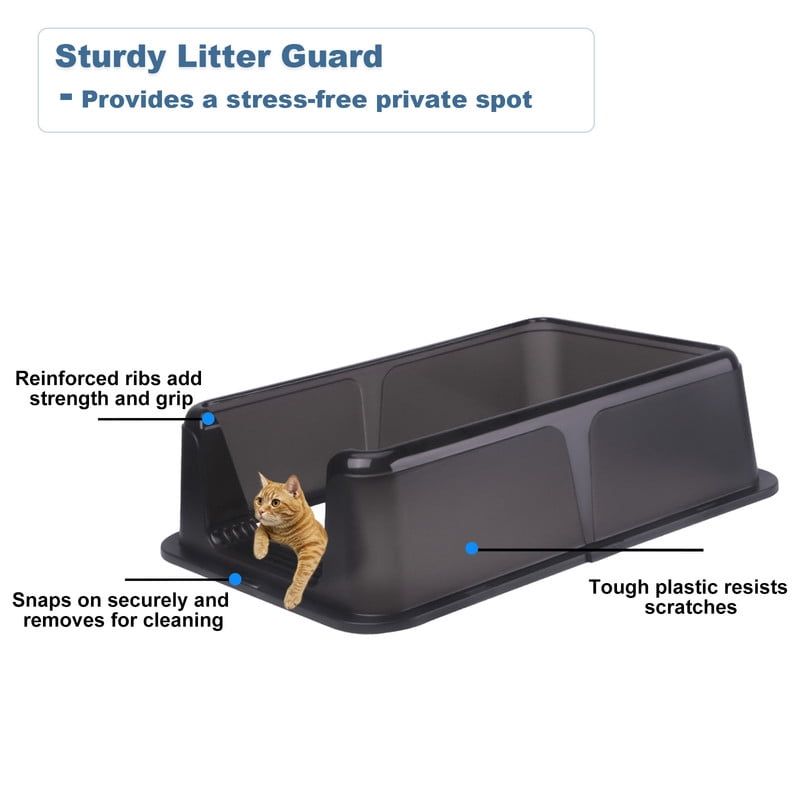 Active Mind Ltd 2-Pack Stainless Steel Cat Litter Box, Extra Large Litter Box, High-Wall Design for Odor Control & Less Tracking, for Various Large Cats, Black