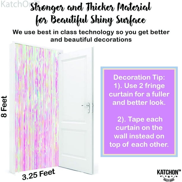 KatchOn, XtraLarge Light Purple Fringe Curtain - 6.4x8 Feet, Pack of 2  Purple Backdrop | Purple Party Decorations | Purple Foil Fringe Curtain