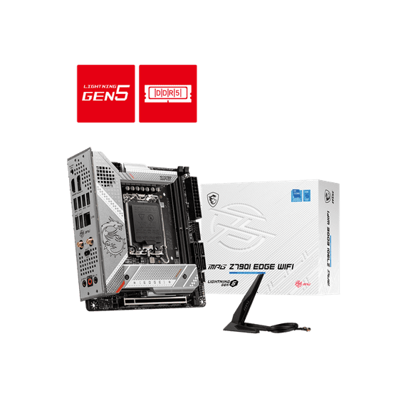 MSI MPG Z790I Edge WiFi Gaming Motherboard (Supports 12th/13th Gen Intel Processors, LGA 1700, DDR5, PCIe 5.0, M.2, 2.5Gbps LAN, USB 3.2 Gen2, Wi-Fi 6E, Mini-ITX)