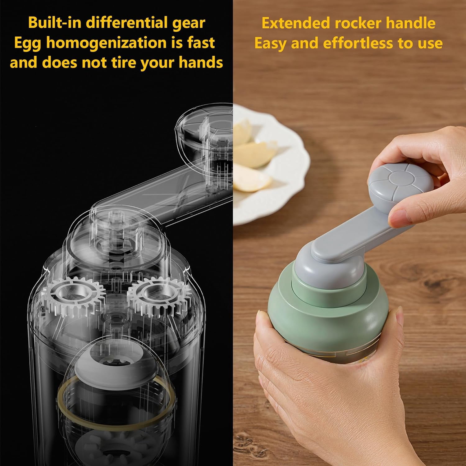 Manual Egg Spinner for Golden Egg: Portable Hand Egg Scrambler In Shell,Home Wireless Egg Spinner for Boiled Golden Eggs,Golden Egg Maker for Making Egg Sandwiches, Egg Pudding, Egg Salad (Green)
