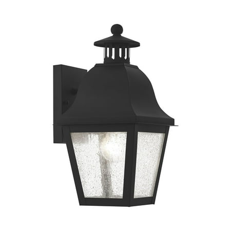 Livex Lighting Amwell Outdoor Brass Wall Lantern in Black