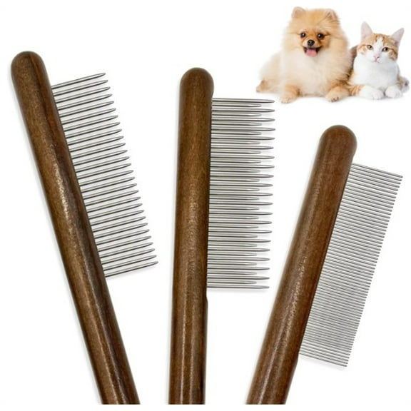 3 Pcs Pet Long Needle Comb,Pet Lice-Removing Comb,Grooming Tool for Long and Short Haired Pet,Solid Wood Cat Comb,Dog Comb for Removing Messy Hair