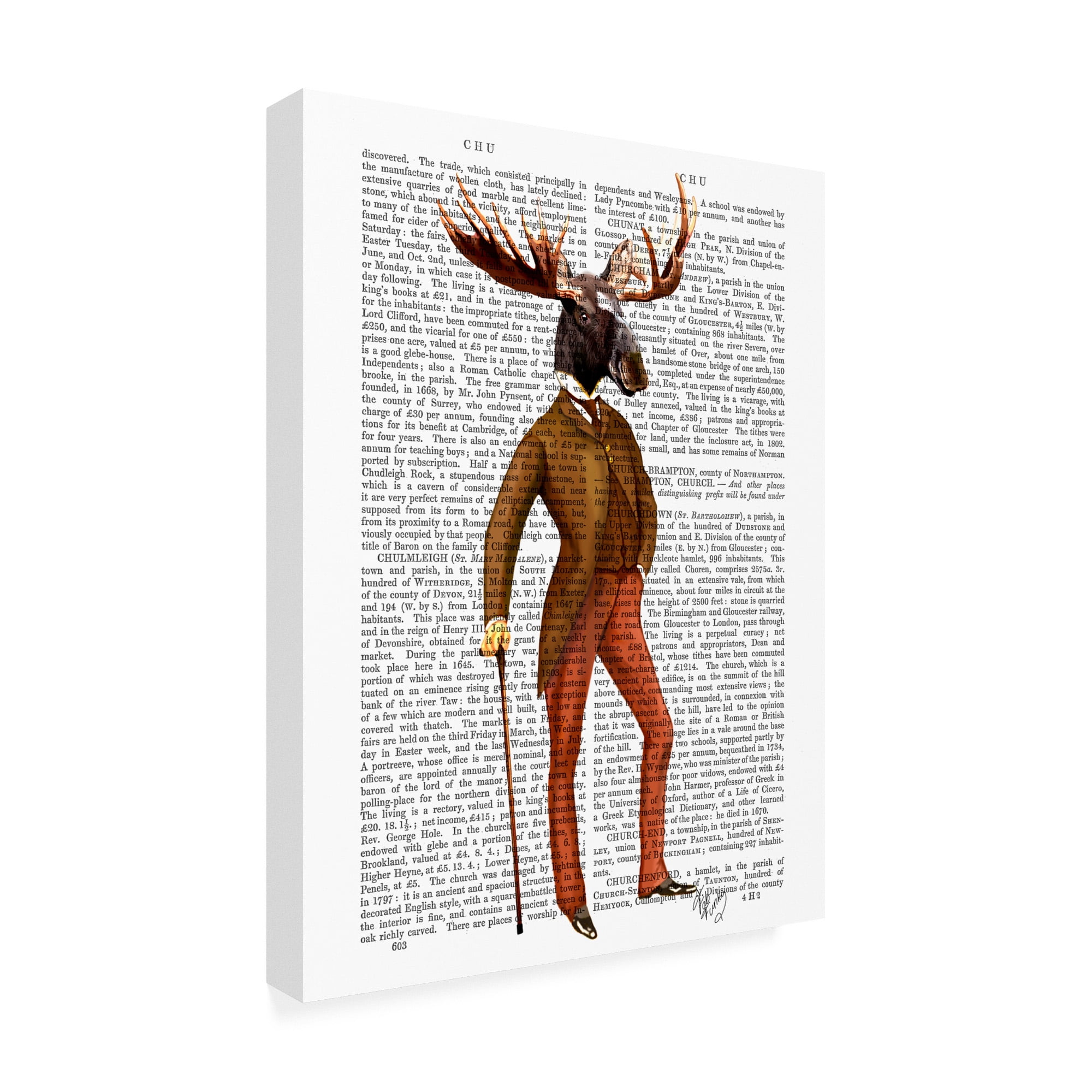 Trademark Fine Art 'Moose In Suit, Full Ill' Canvas Art by Fab Funky