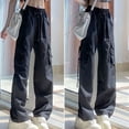 thumbnail image 6 of Cargo Pants Women Summer High Waist Wide Leg Straight Casual Sports Long Pants, 6 of 9