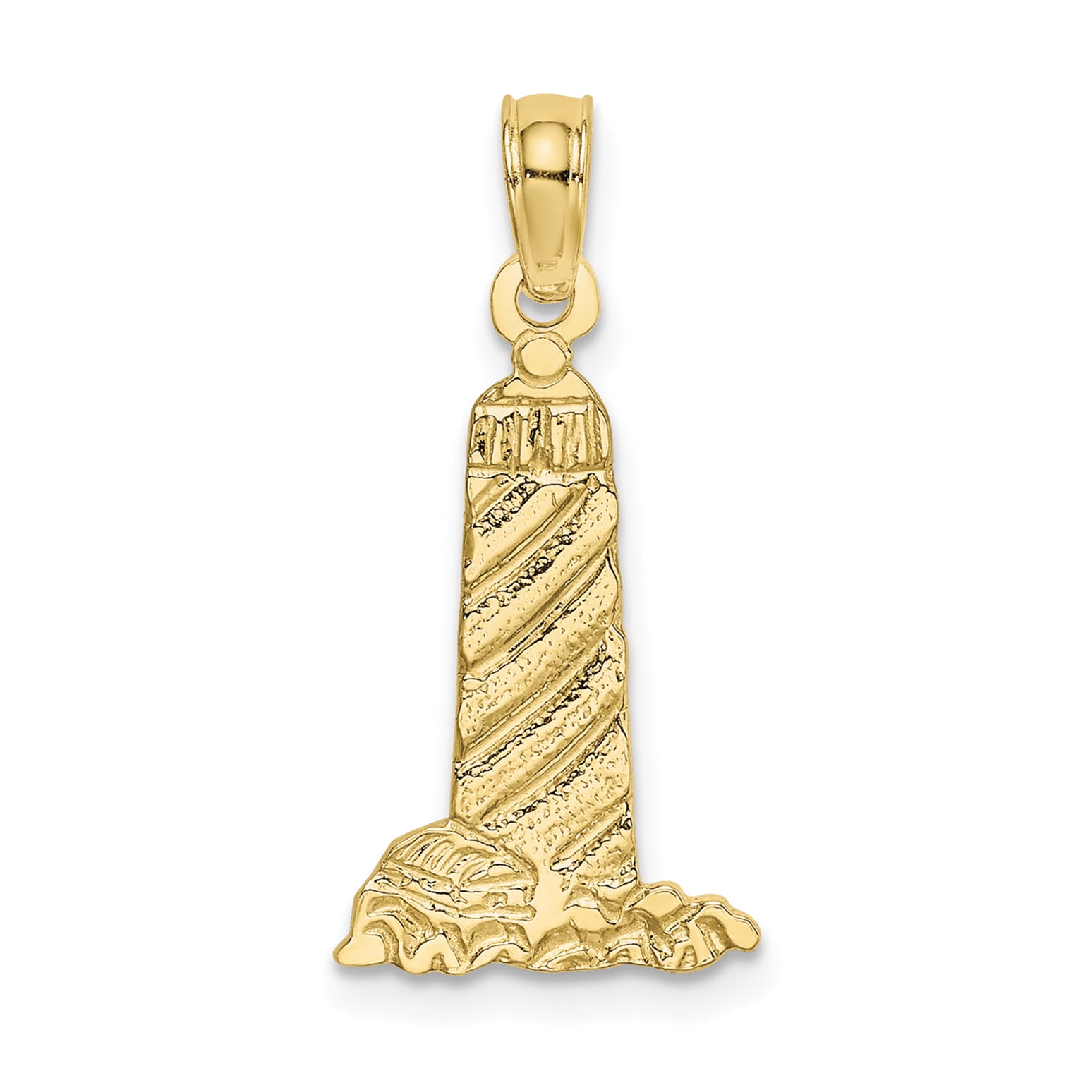 2-D 10K Yellow Gold Lighthouse Small Charm Pendant High Polish 2-D 10K Yellow Gold Lighthouse Small Charm Pendant High Polish