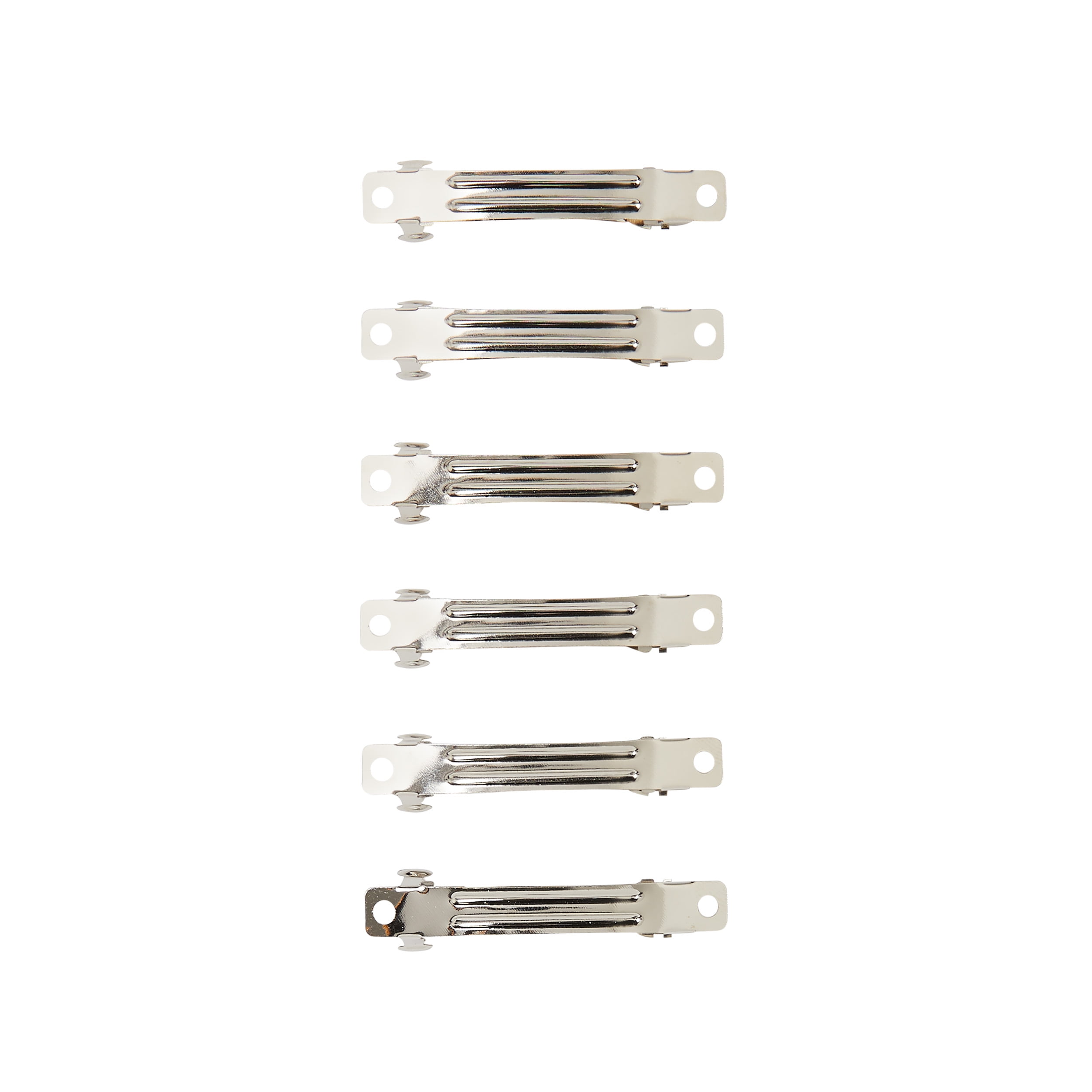 (3 pack) Offray Accessories, Silver Small Metal Rectangle Hair Clips great for DIY hair bows, 6 count, 1 Package