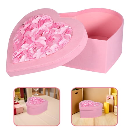LOLIPPYY Pink Heart Shaped Valentines Day Box with Floral Pattern for Candy Packaging and Jewelry Storage