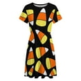 thumbnail image 4 of Candy Corn Pattern Halloween Dress Summer Street Style Dresses Female Short Sleeve Printed Sundress, 4 of 7