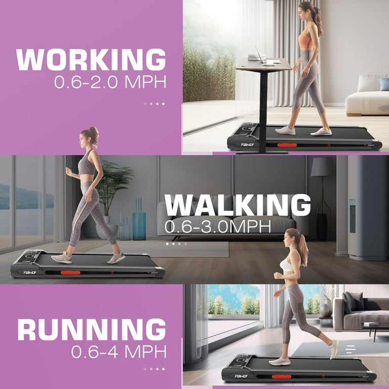 FUNMILY 2 in 1 Walking Pad LED Display Under Desk Treadmill with Shock Absorption System 2.5HP Electric Treadmills for Home Use 300lbs Weight
