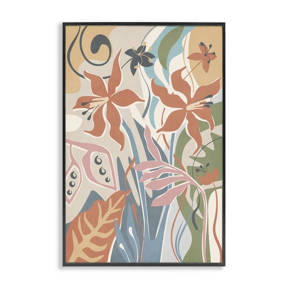 Stupell Industries Neutral Whimsy Florals Plants & Flowers Painting Black Framed Art Print Wall Art, 12 x 18