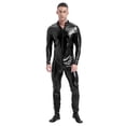 thumbnail image 2 of Doomiva Men’s Glossy Shiny Zipper Unitard Sparkly Dance Bodysuits Long Sleeve Full Body Leotard Black XL, 2 of 4