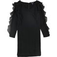 thumbnail image 1 of Vestido acampanado de Georgette American Living para mujer negro 4, 1 of 1