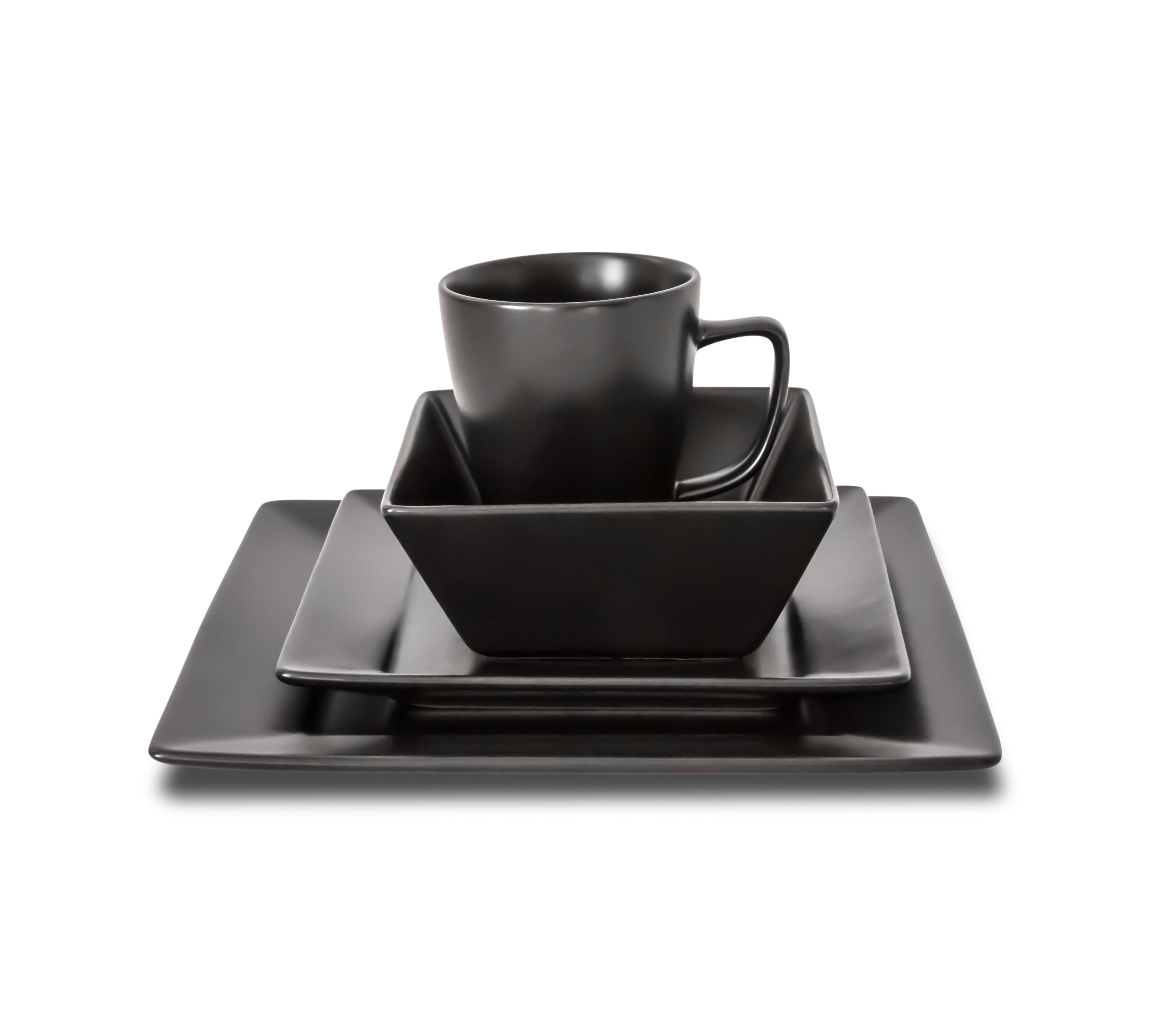 vancasso Series Soho 16-Piece Black Modern Porcelain Dinnerware Sets Square  Dinner Plate Bowls Mugs (Service Set for 4) VC-SOHO-BK - The Home Depot