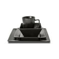 Over and Back 16 Piece Black Square Porcelain Dinnerware Set
