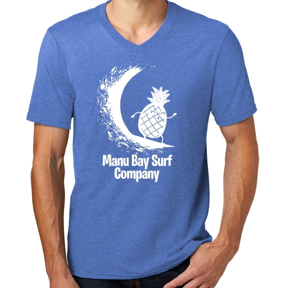 Mens Manu Bay Surf Company WHITE PINEAPPLE Surfer T-shirt, 4XL Heathered Royal