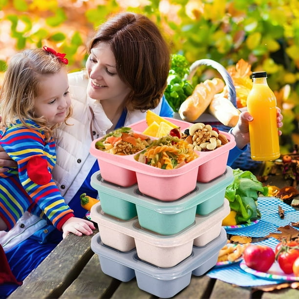 BOXOB Lot De 4 Assiettes En Acier Inoxydable Pour Enfants Avec