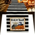 thumbnail image 1 of Chemin de Table en Coton et Lin Long Chemin de Mariage 13x72 Pouces Halloween Citrouille Crow sur Rayures Noires Foulard de Commode Chemin de Table Décorations Rustiques Lignes de Table, 1 of 8