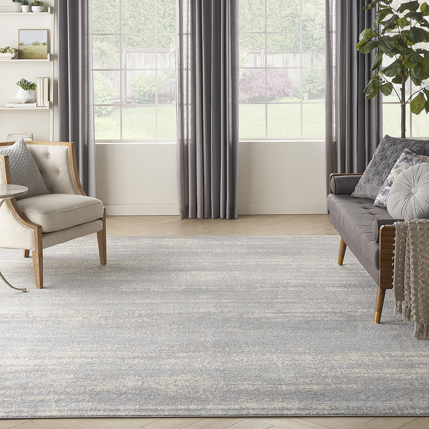 Nourison Essentials Indoor/Outdoor Grey/Beige 10' x 14' Area Rug, (10x14)