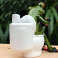 thumbnail image 3 of HANXIULIN Frog Figurine Decor A Frog Sitting On The Toilet Playing With His Phone Frog Sculpture Statue Creative Craft Resin Great for Desk Bathroom Home Decoration Home Decor, 3 of 9