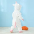 thumbnail image 6 of QEFJNO Newborn Infant Girls Cartoons Unicorn Romper Baby Winter Flannel Playsuit Toddler Hoodie Romper Jumpsuit with Zipper, 6 of 8