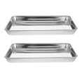 thumbnail image 1 of 2pcs Stainless Steel Baking Tray Cookie Pan Rectangular Toaster Oven Pan Hot Pot Serving Tray Bakeware for Cooking Roasting, 1 of 8