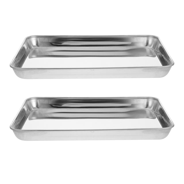 2 Pcs Plateau de Cuisson en Acier Inoxydable Moule à Biscuits Rectangulaire Four Grille-Pain Moule à Fondue Chinoise Plateau de Service Ustensiles de Cuisson Rôtissage