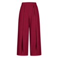 thumbnail image 6 of MVRLSH Women's Wide Leg Pants Lightweight Loose Pleated Cropped High Waist Culotte Trousers for Daily Relaxed Outfits Stretch Dress Casual Flowy Palazzo Pants Red - XXL, 6 of 7