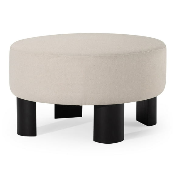 Open Box Maven Lane Celia Upholstered Ottoman with Refined Black Wood Finish