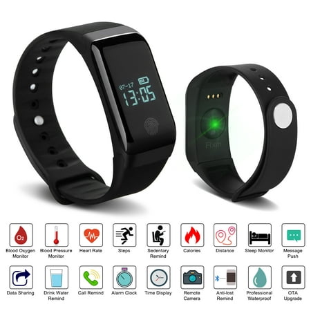 Fixm IP67 Waterproof Fitness Tracker Smart Wristband Heart Rate Blood Pressure Oximeter Blood Oxygen Sleep (Best Rated Fitness Tracker)