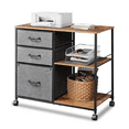 thumbnail image 1 of Lykos 3 Drawer Mobile File Cabinet, Rolling Printer Stand with Open Storage Shelf, Fabric Lateral Filing Cabinet fits A4 or Letter Size for Home Office, Rustic Brown, 1 of 6