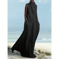 thumbnail image 4 of Vestidos de lino de moda para mujer, elegantes, lisos, con escote en V profundo, sin mangas, de lino, holgados, largos, informales, ropa de calle, 4 of 4
