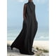 thumbnail image 3 of Vestidos de lino de moda para mujer, elegantes, lisos, con escote en V profundo, sin mangas, de lino, holgados, largos, informales, ropa de calle, 3 of 4