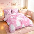 thumbnail image 2 of Manfei Traditional Festive 7pcs Queen Bedding,Christmas Tree Castle Bedding Comforter Set Queen,Pink,Pink Reversible, 2 of 6