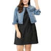 MODA NOVA Juniors Plus Size Jean Button Outfits Fashion Cropped Denim Jackets