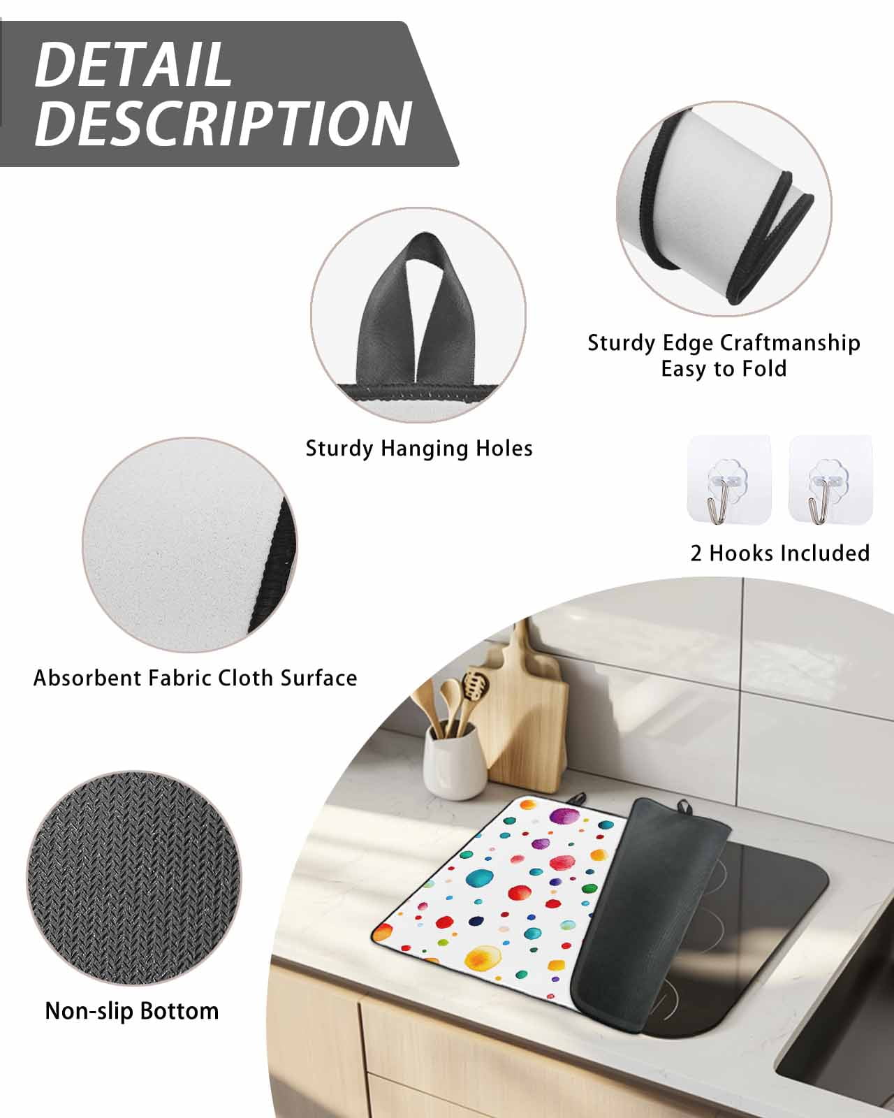 Stove Top Covers for Electric Stove, Colorful Polka Dot Glass Stovetop Cover Protector, Rainbow Color Polka Dots Abstract Induction Cooktop Protector Oven Mat for Kitchen Countertop 24"x21"