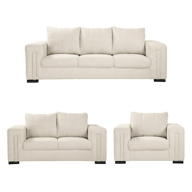 Sala Taos 3 Piezas Crema (Sofá, Love Seat y Sillón)