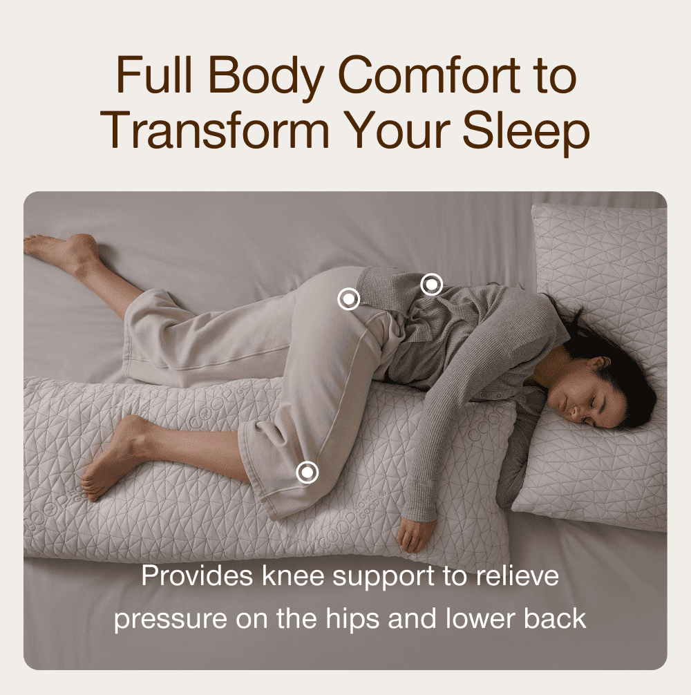 Coop Home Goods Full Body Pillow with Adjustable Shredded Memory Foam  Perfect for pregnancy, nursing, and snuggling-Washable-20x54- Bamboo Derived Viscose Rayon and Polyester Blend Cover