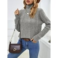 thumbnail image 3 of BERTHMEER Gray Oversized Sweaters Turtle Necks Sweaters for Womens Long Sleeve Cable Knit Sweaters Pullover Sweaters Tops Vintage Wool Sweaters, 3 of 7