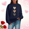 thumbnail image 2 of MOJOGO Valentines Sweater for Women Graphic Long Sleeve Crewneck Sweaters Trendy Fall Spring Tops for Her Navy XL, 2 of 6